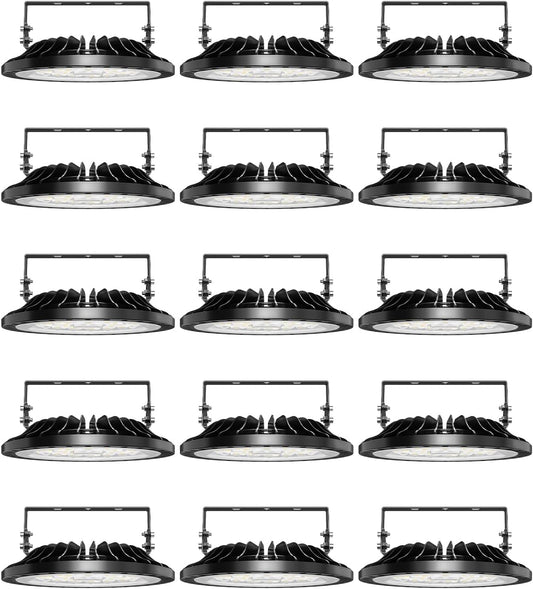 Viugreum High Bay LED Shop Lights, 100W UFO LED High Bay Light 10,000LM 120V LED High Bay Lights 5000K Daylight, Alternative to 450W MH/HPS for Garage Workshop Barn Factory Warehouse - 15 Pack