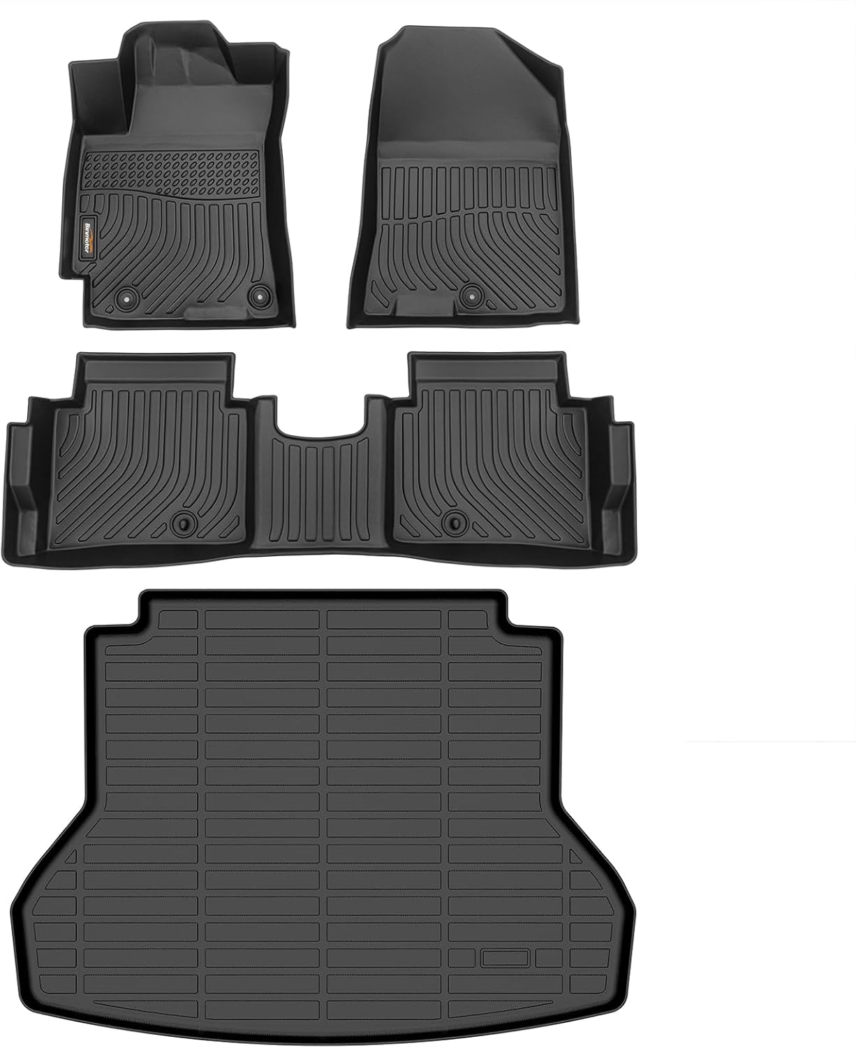 Binmotor-All Weather Car Floor Mats & Cargo Liner Set for Hyundai Elantra 2017-2020, 1st & 2nd Row & Rear Cargo Mat TPE Rubber Liners for Hyundai Elantra Accessories