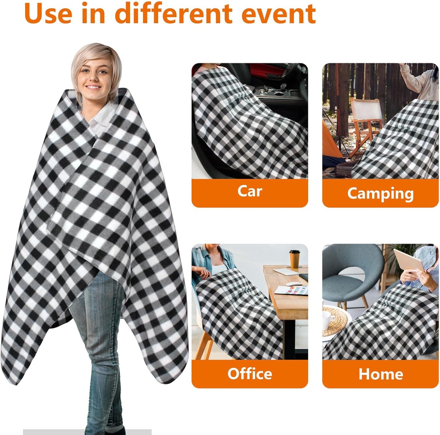 Electric Blanket,12 Volt Heated Blanket,Car Heated Travel Blanket, with a Timer, Warm Blanket for Cars,Office,Travelling (at, 57"x40")