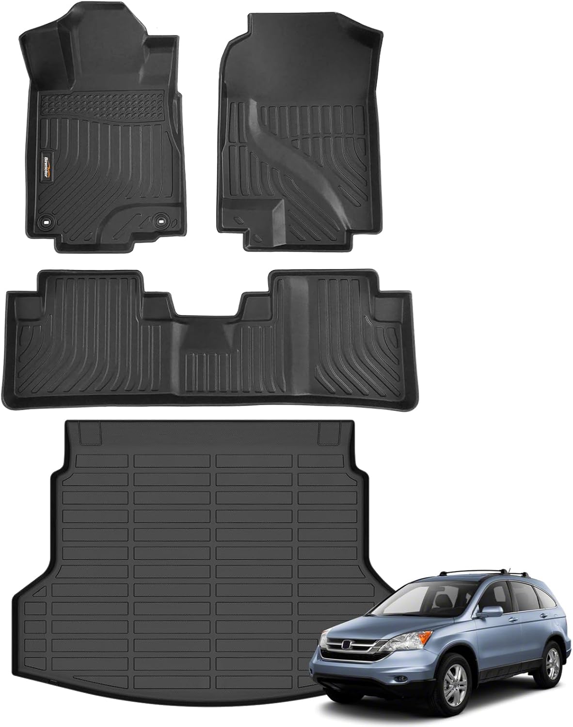 Binmotor-Floor Mats & Cargo Liner Set for Honda CRV 2012-2016(Not fit EX-L/Touring Models), All Weather Car Mats for Honda CR-V Accessories (Non subwoofer Under Passenger Seat)