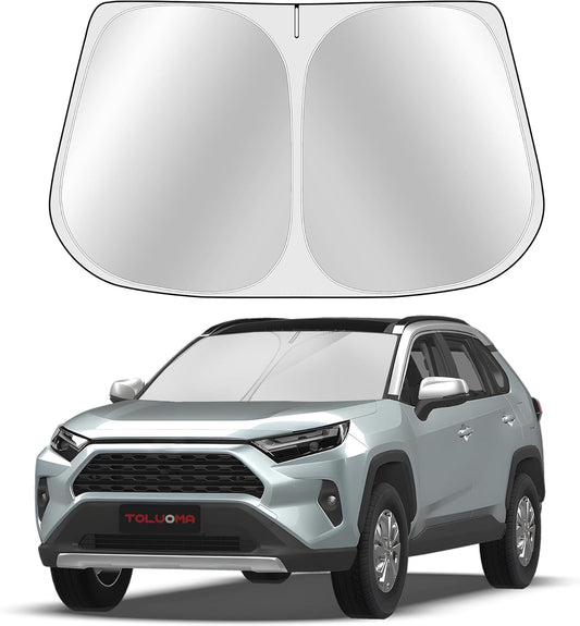 Custom Fit Windshield Sun Shade for Toyo-ta RAV4 2019-2025 - Full Coverage, 210T Reflective Fabric, Double-Layer Design - Blocks 99% UV Rays, Keeps Car Cool, Easy to Install and Store