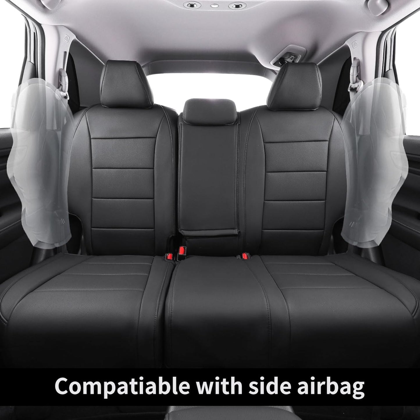 coverdream CRV Leather Seat Covers Fit for 2023 2024 2025 2026 Honda CR-V LX,EX,EX-L,Sport Series,Hybrid,Trailsport,Fully Covered,Airbag Compatible Waterproof Car Seat Protector (Full Set,Black)
