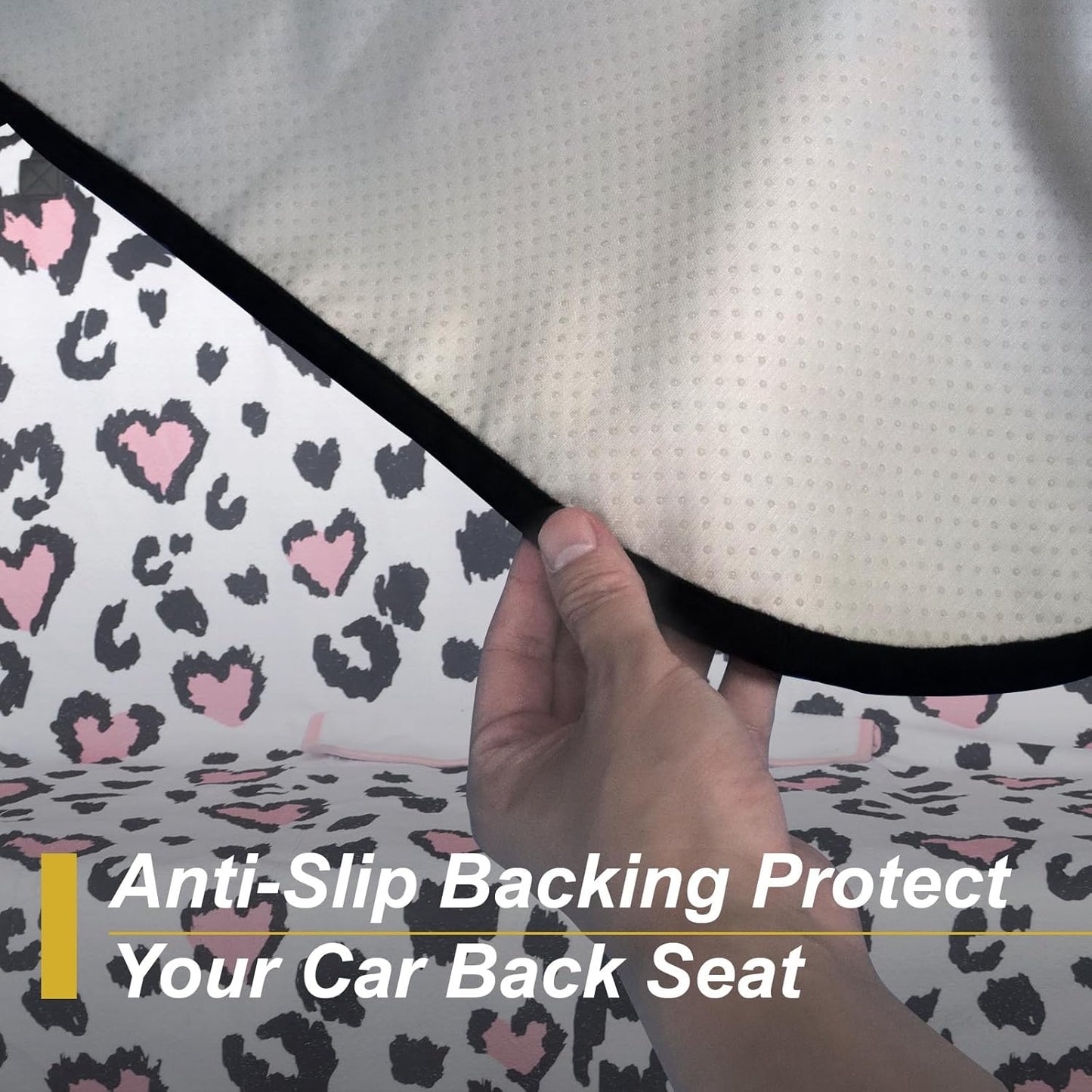 Back Seat Cover for Car Trucks Van SUV,Waterproof Rear Bench Towel Seat Covers for Dogs and Kids,Automotive Backseat Protector (Leopard Print)