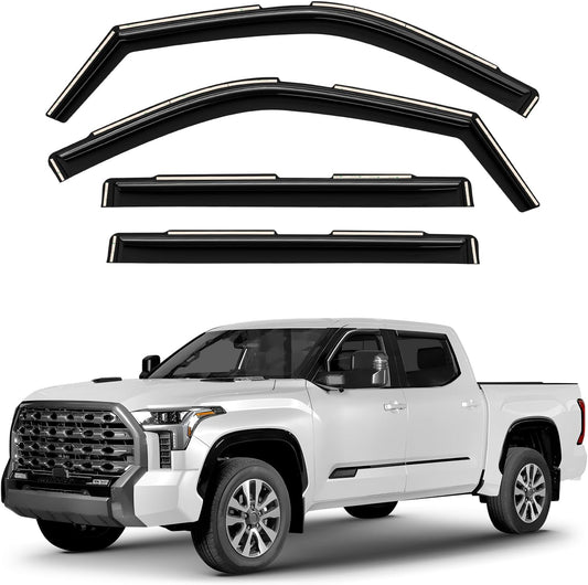 Window Deflectors Smoke Tinted In-Channel Side Window Vent Visor Deflectors Rain Guards Compatible with Toyota Tundra 2022-2025 CrewMax - 4pcs. GW0732