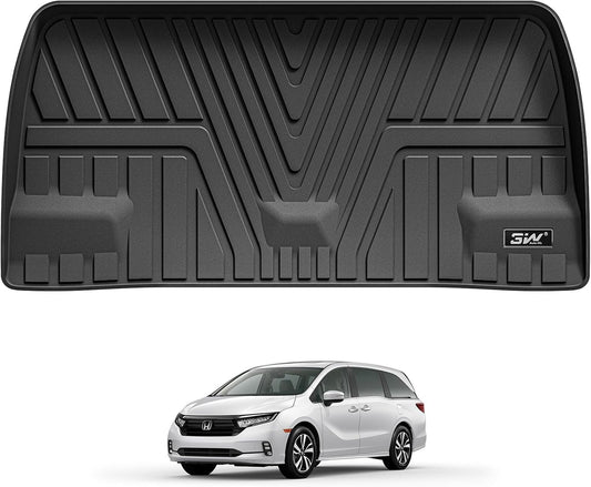 3W Cargo Liner Fit for Honda Odyssey 2025 2024 2023 2022 2021 2020 2019 2018 Custom Fit Trunk Liner Mini Passenger Van, All Weather Use Heavy Duty Trunk Mat Black