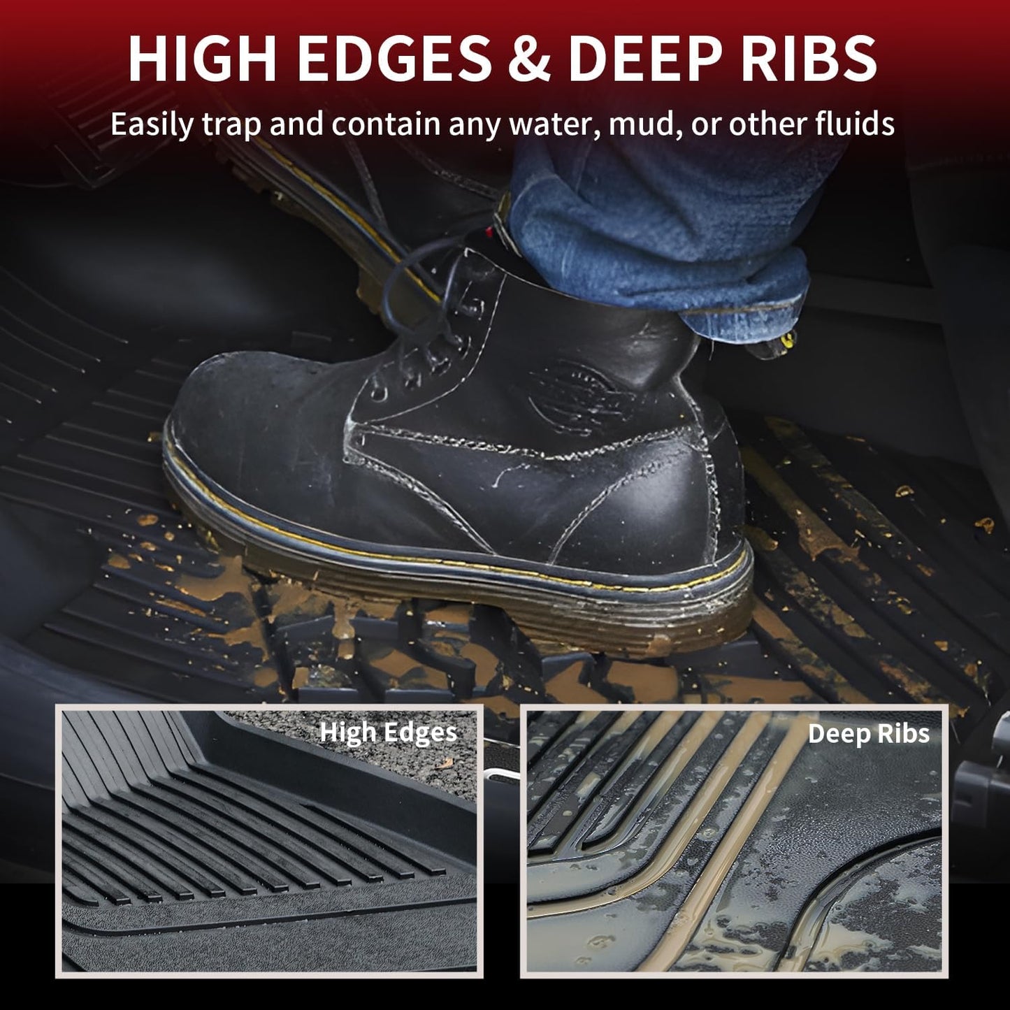 LASFIT Premium Extra Thick Floor Mats for Tesla Model 3 2020 2019 2018 2017 All Weather TPE Custom Fit Floor Liners 1st & 2nd Front & Rear Row Car Mats, Black