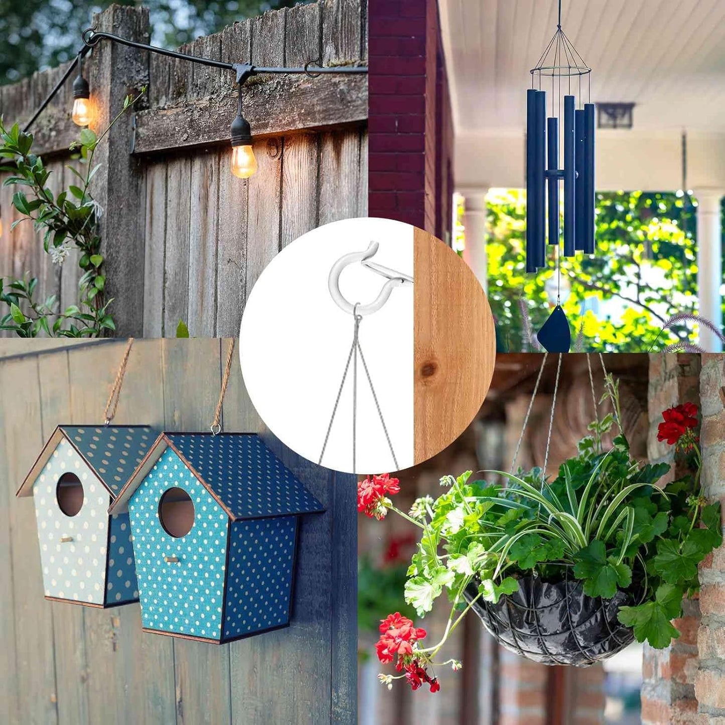 36 PCS Q-Hanger Hooks, Screw Hooks for Outdoor String Lights, Safety Buckle Design Cup Eye Hook for Hanging Christmas Lights, Plants, Mounted on Wall Ceiling, Include 1 Wing Nut Driver, White