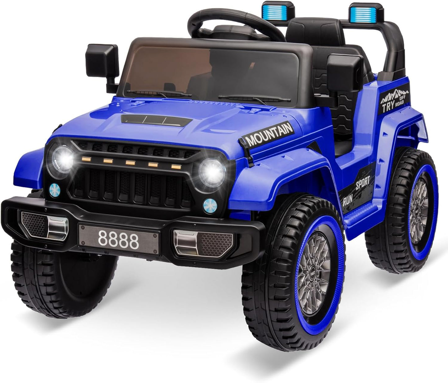 12V Kids Ride On Truck Car, Battery Powered Electric Vehicles with Remote Control, Spring Suspensions, 3 Speeds, LED Lights, Music, MP3, Ride On Toy Car for Children Toddles Boys Girls, Dark Blue