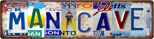 MAN CAVE Vintage Metal Tin Sign, Street Sign, Home Decor, Room Decor, Wall Decor, Bathroom Decor, Bar Decor, Cafe Decor, Garage Decor, 16 x 4 Inch