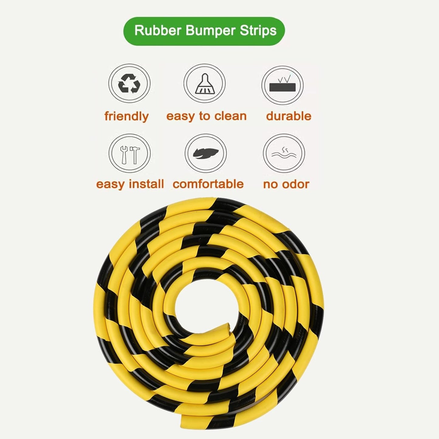 Heavy-Duty Wall & Corner Guards – 5M Self-Adhesive NBR Rubber Protection with Yellow/Black Stripes for Parking Columns & Garage Safety