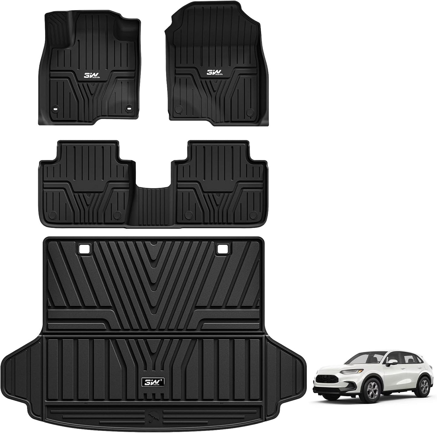 3W Floor Mats & Cargo Liner Fit for Honda HR-V 2023 2024 2025 & Acura ADX 2025, Honda HRV Accessories TPE Custom Fit Floor Liner and Cargo Liner Mat (Include Hybrid) (Not fit Premium Audio System)