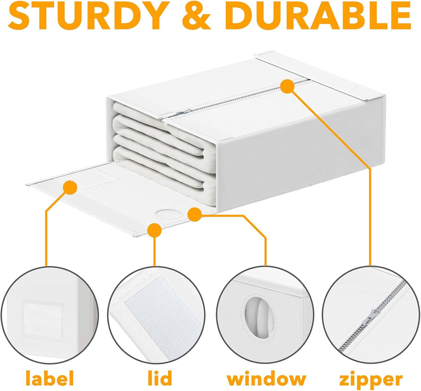 SpaceAid 6 Pack Bed Sheet Organizers and Storage, Foldable Sheet Organizer with Window for Linen Closet, Set Folder Keeper for Queen & King Size Bedding Storage (White)