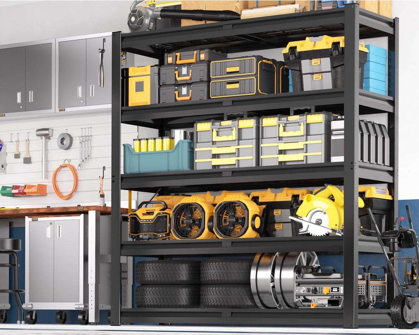 PrimeZone 72" H X 48" W X 18" D Heavy Duty Garage Shelving 5 Tier 2500 LBS Storage Shelves Adjustable Industrial Metal Wire Shelf Unit for Garage,Basement,Pantry,Warehouse,Commercial 3Pack