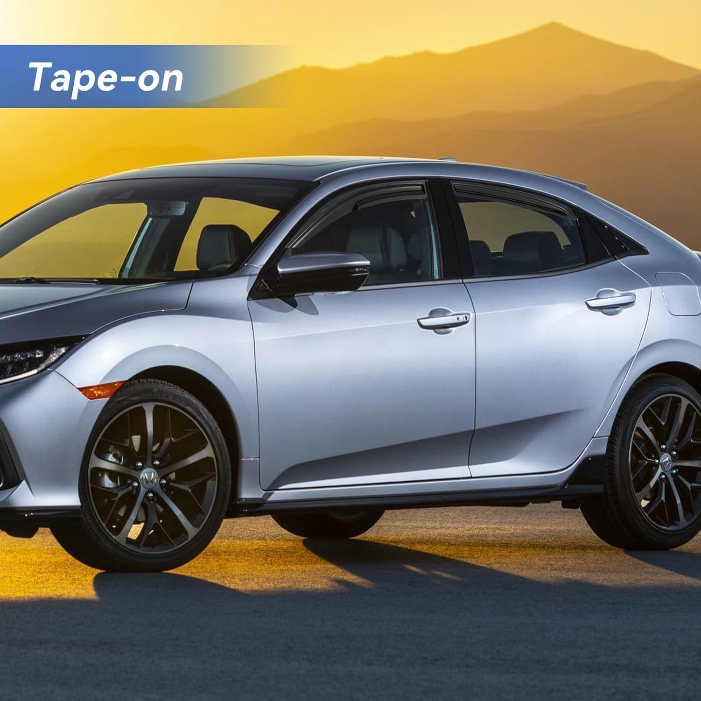 Window Visors Rain Guards Shield for 2016-2021 Honda Civic Hatchback, Out-Channel Window Vent Wind Deflectors Visors Shades for 16-21 Civic (Not for Sedan