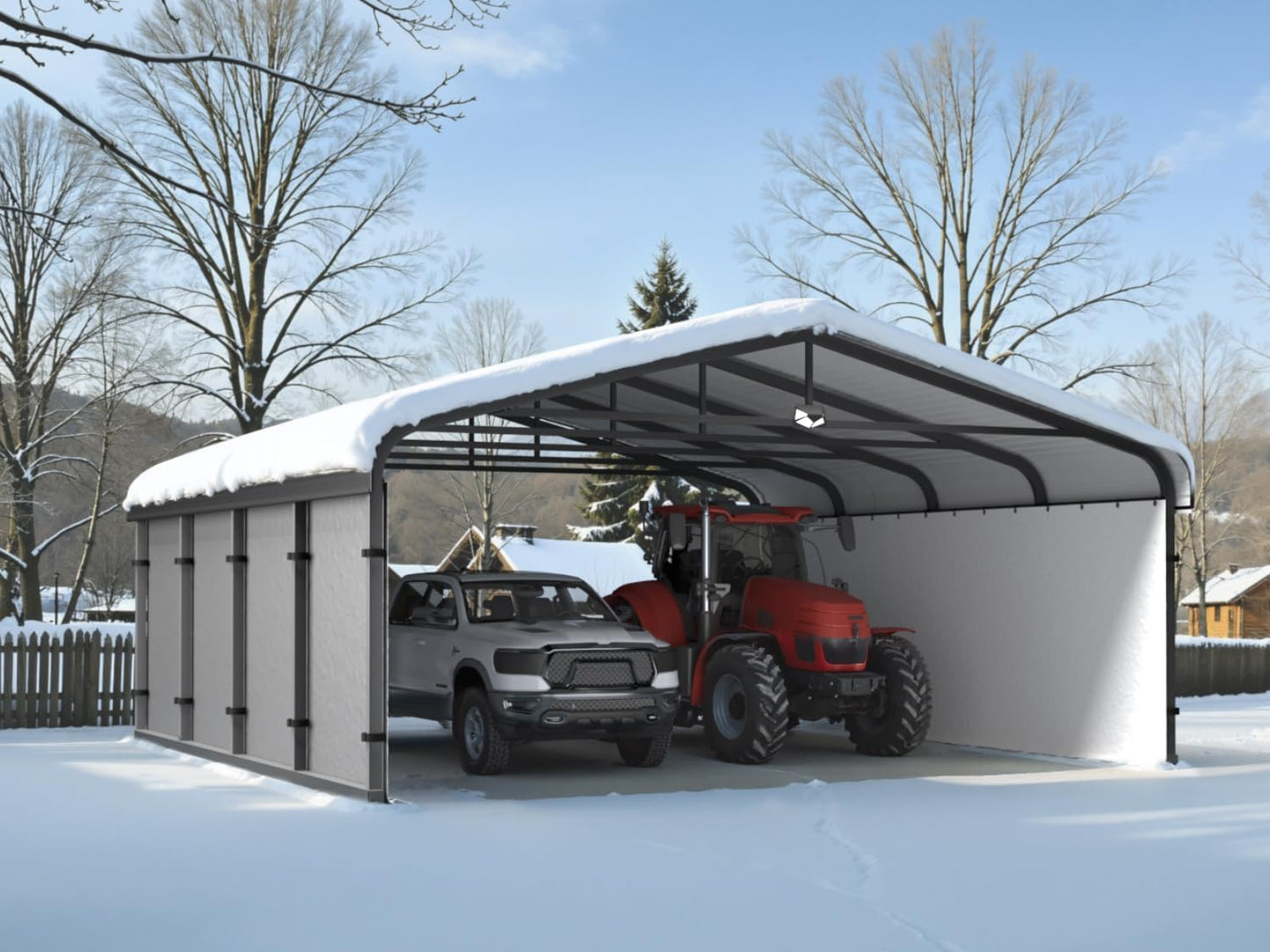 Metal Carport,Car Ports 20x20 Heavy Duty Metal for Snow,Car Tent Garage with Galvanized Metal Roof,Outdoor Two Car Carport All Weather