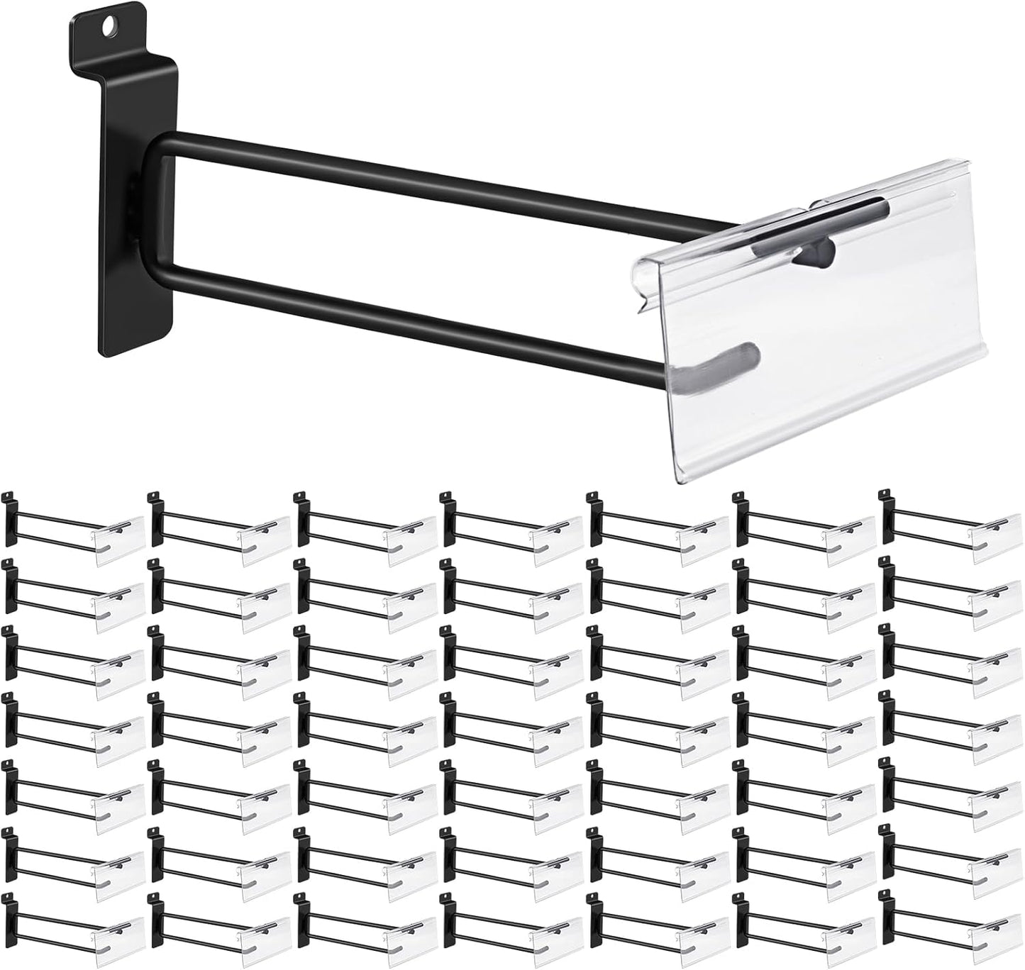 Polmart Heavy Duty Black Slatwall Panel Double-Bar Hooks - 50 Pack (8-inch)