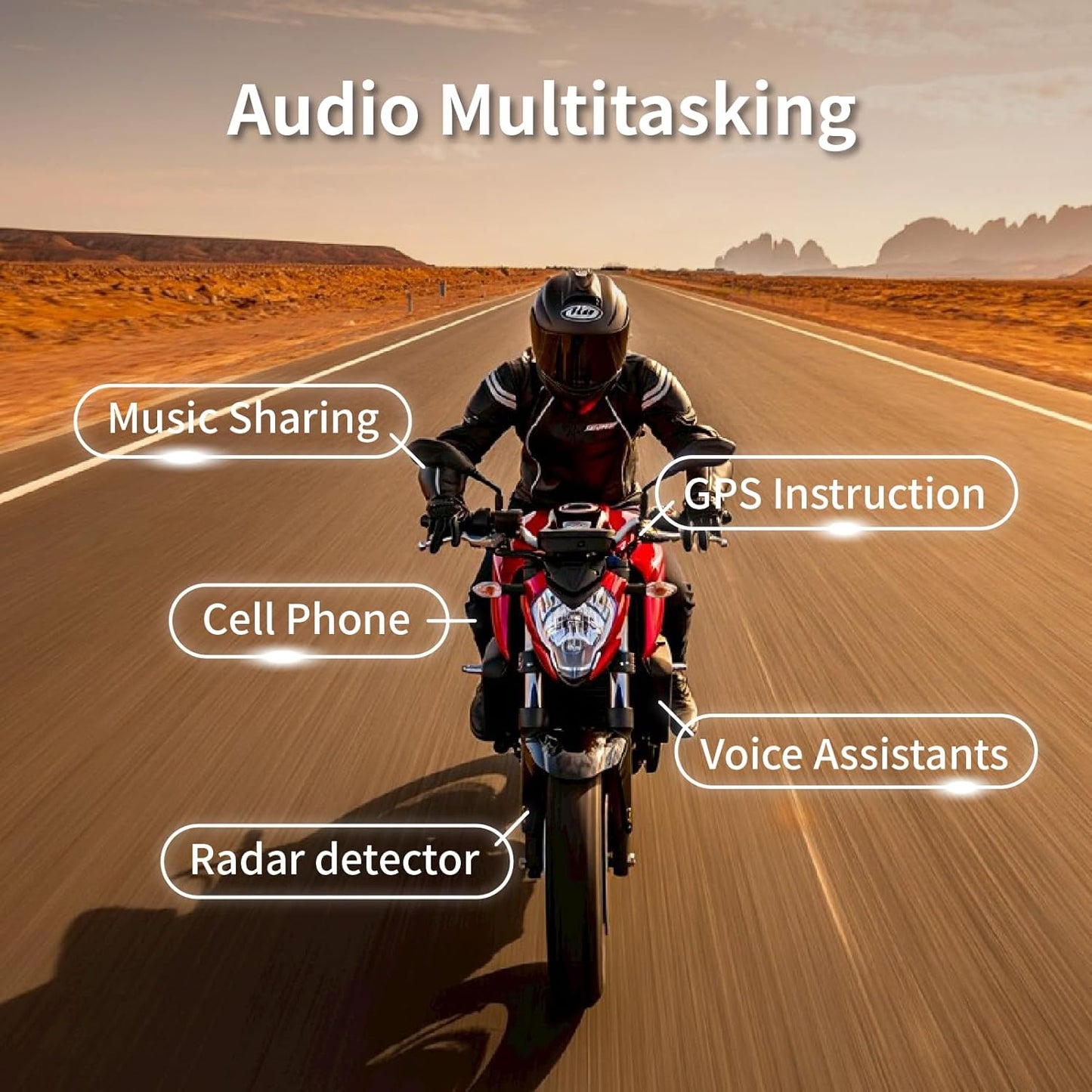 Salut Motorcycle Bluetooth Intercom Headset - Helmet Communication System, Waterproof Speaker, Voice Comm Earbuds, Helmet Headphone, Noise Cancellation(Single Black)