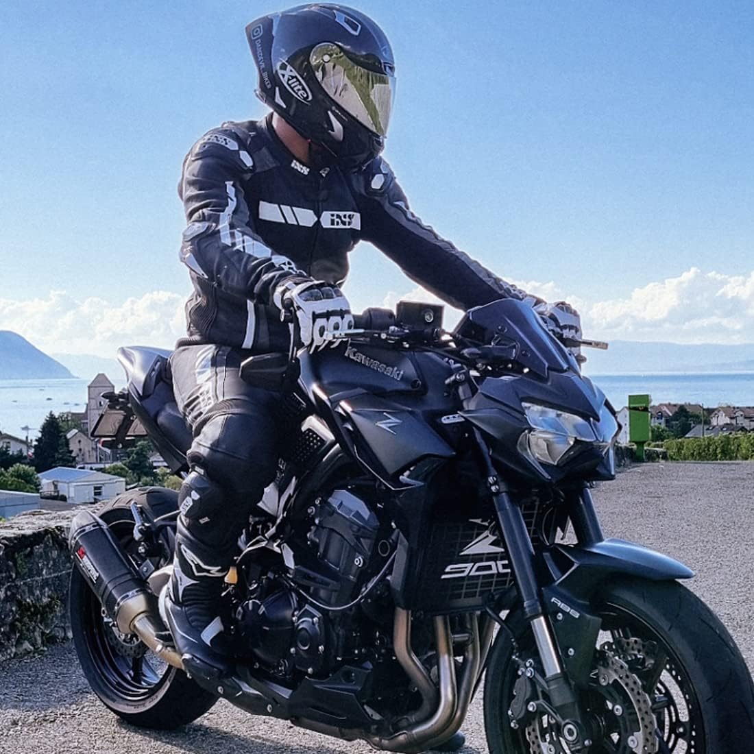 Harssidanzar Breathable Leather Motorcycle Gloves Touchscreen for Men Women KM046