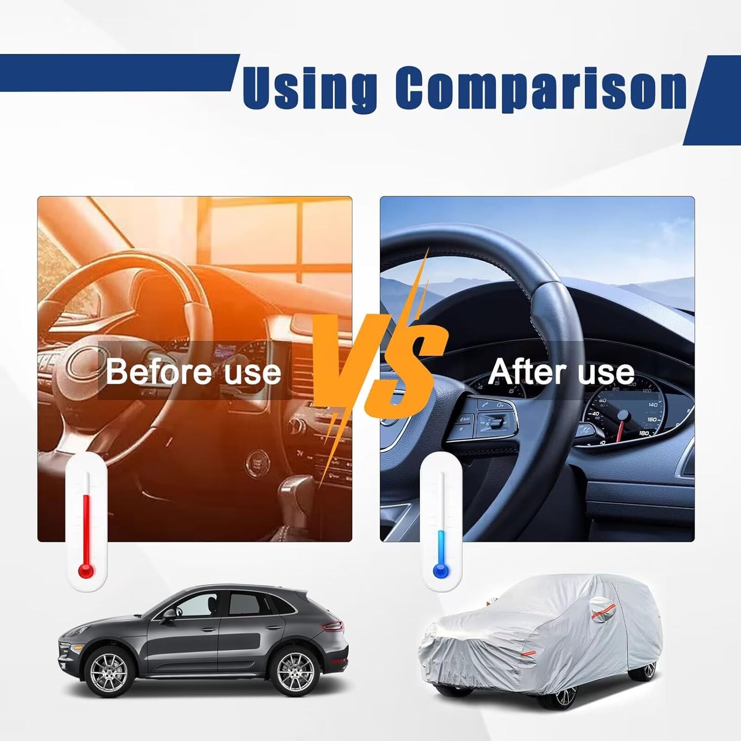 Kayme 6 Layers SUV Car Cover Custom Fit for Ford Escape (2000-2025) Waterproof All Weather for Automobiles, Outdoor Full Cover Rain Sun UV Protection.Silver