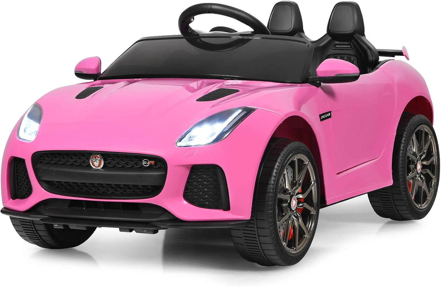 Costzon Ride on Car, 12V Licensed Jaguar F-Type SVR Battery Powered Kids' Electric Vehicles w/Remote Control, Front/Rear Lights, MP3/Music/3 Speeds/Spring Suspension, Kids Car Toy for Toddler (Pink)