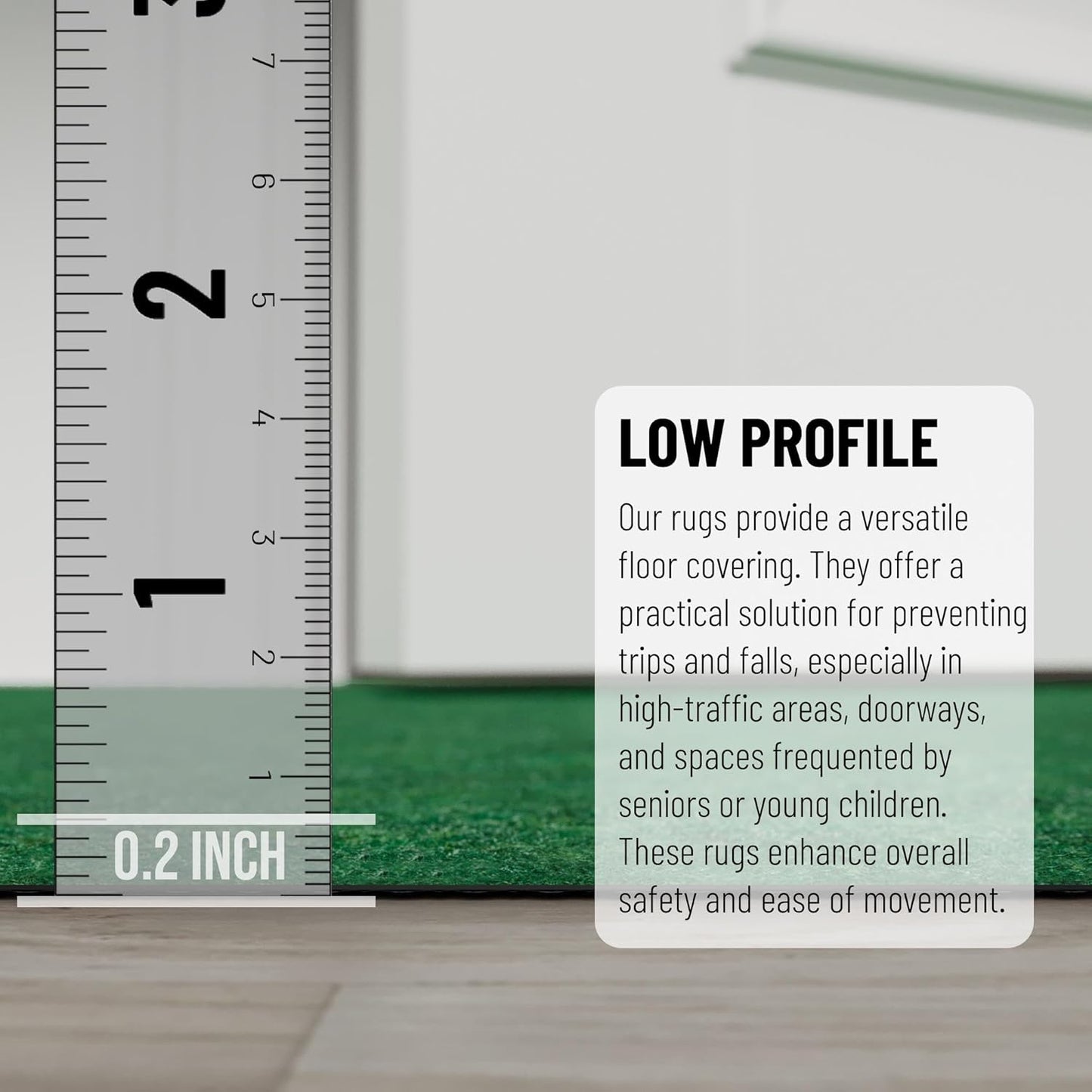 Ottomanson 2' x 5' Hallway Runner with Scraper Pile Extra Durable Non-Slip Rug Mat for Indoor & Outdoor Use - Ideal for Kitchen, Entryway, Patio & Garage - High-Traffic Carpet, Green