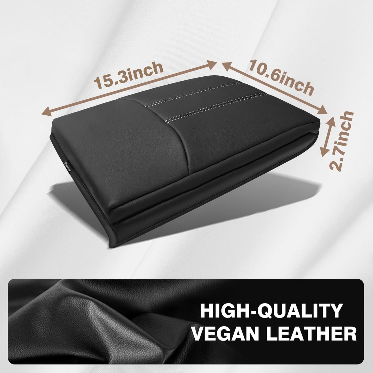 Muslogy Center Console Cover Extra Thick Armrest Pad Compatible with Honda Pilot 2023+, 2024-2026 Ridgeline/Passport Arm Rest Cushion Padding Anti-Scratch Middle Console Leather Armrest Lid Protector