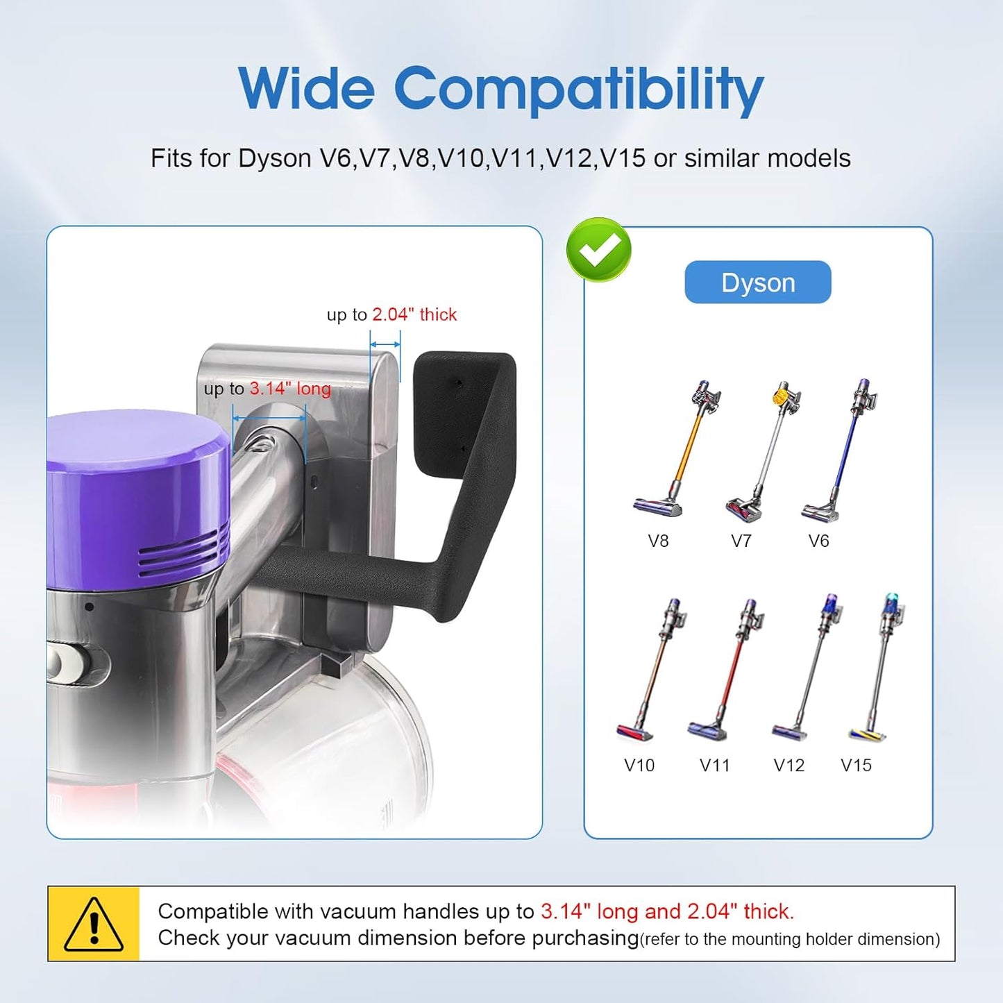 2 Pack Easy Access Cordless Vacuum Wall Mount Holder – Heavy Duty Metal Wall Rack with Rubber Coating, Fits for Shark Handheld IX-Series & Dyson V-Series Stick Vacuums, Garage Shed Storage Brackets