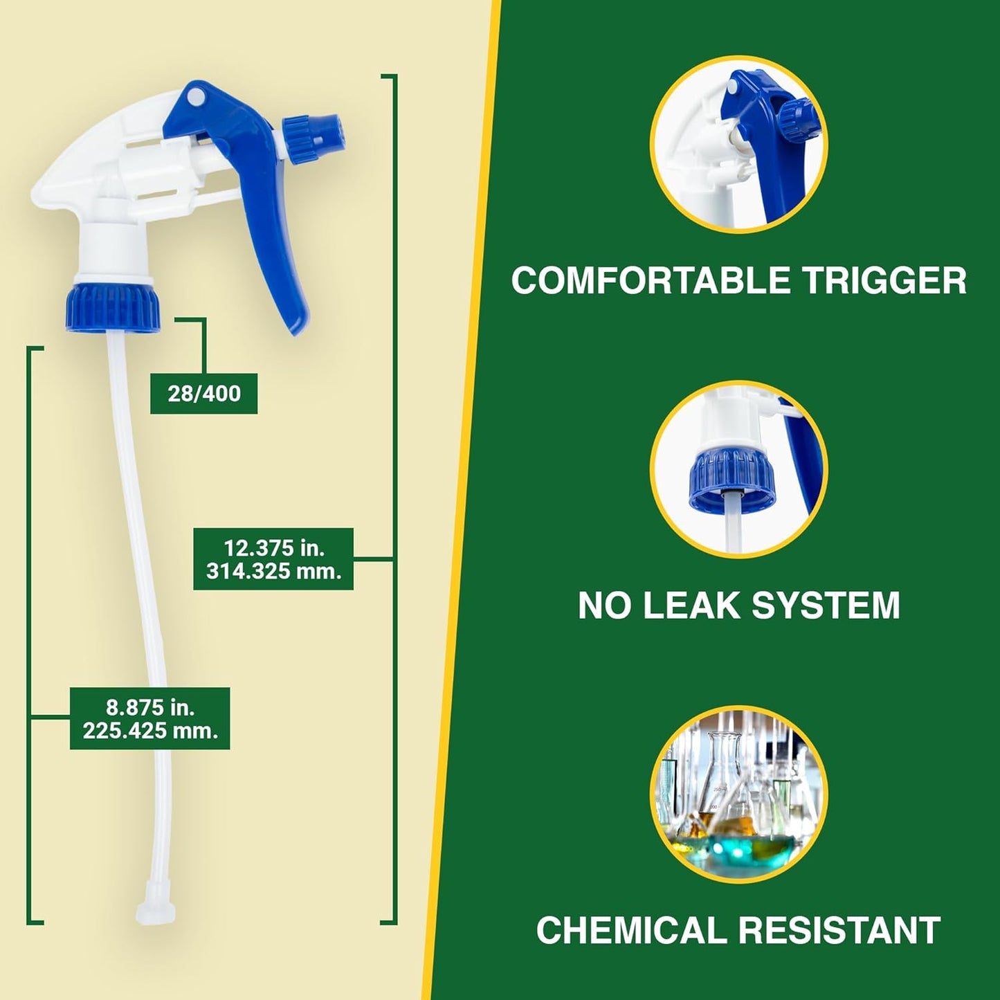 Spray Bottle Nozzle Replacement, Bottle Tops Only - Sprayer Nozzle Triggers for Heavy Duty, Commercial, Home Cleaning Solutions - Fits 8,16,24,32 oz Plastic & Glass Bottles, Blue 6 pack