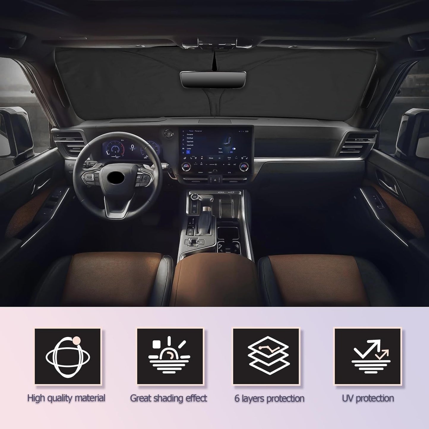 LUWU for 2024 2025 Lexus GX550 Windshield Sun Shade 2025 Lexus GX550 Windshield Sunshades 2024 2025 Lexus GX550 Accessories Foldable Sunshade Cover Block UV Ray Lexus GX550 Front Window Sunshade