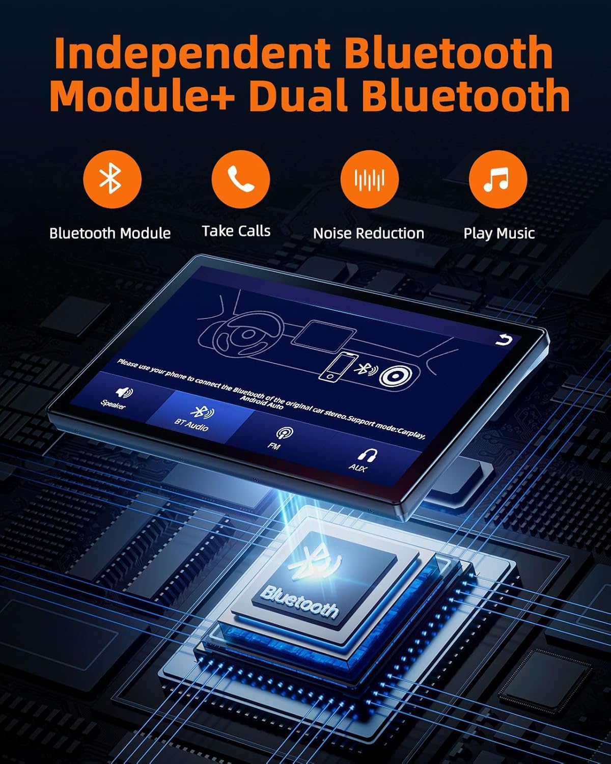 Portable Wireless Carplay Screen for Car with 2.5K Dash Cam,9 Inches Android Auto Screen with 1080p Backup Camera,GPS Navigation,Bluetooth,Airplay,Voice Control