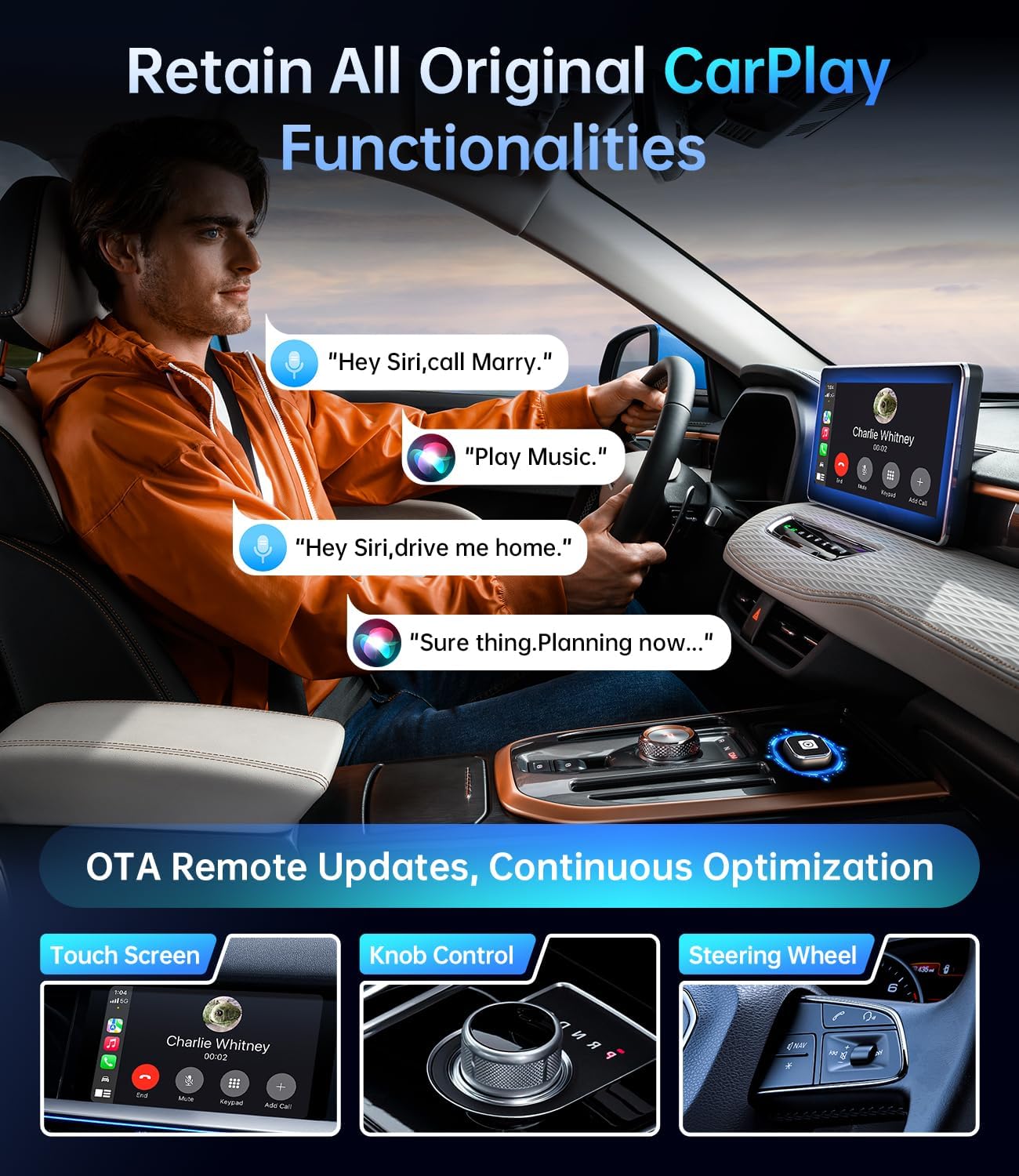 Wireless Carplay Adapter, 2025 Upgrade Mini USB Design for Car Play & Android Auto, Easy Use Fast Stable Connection for iPhone