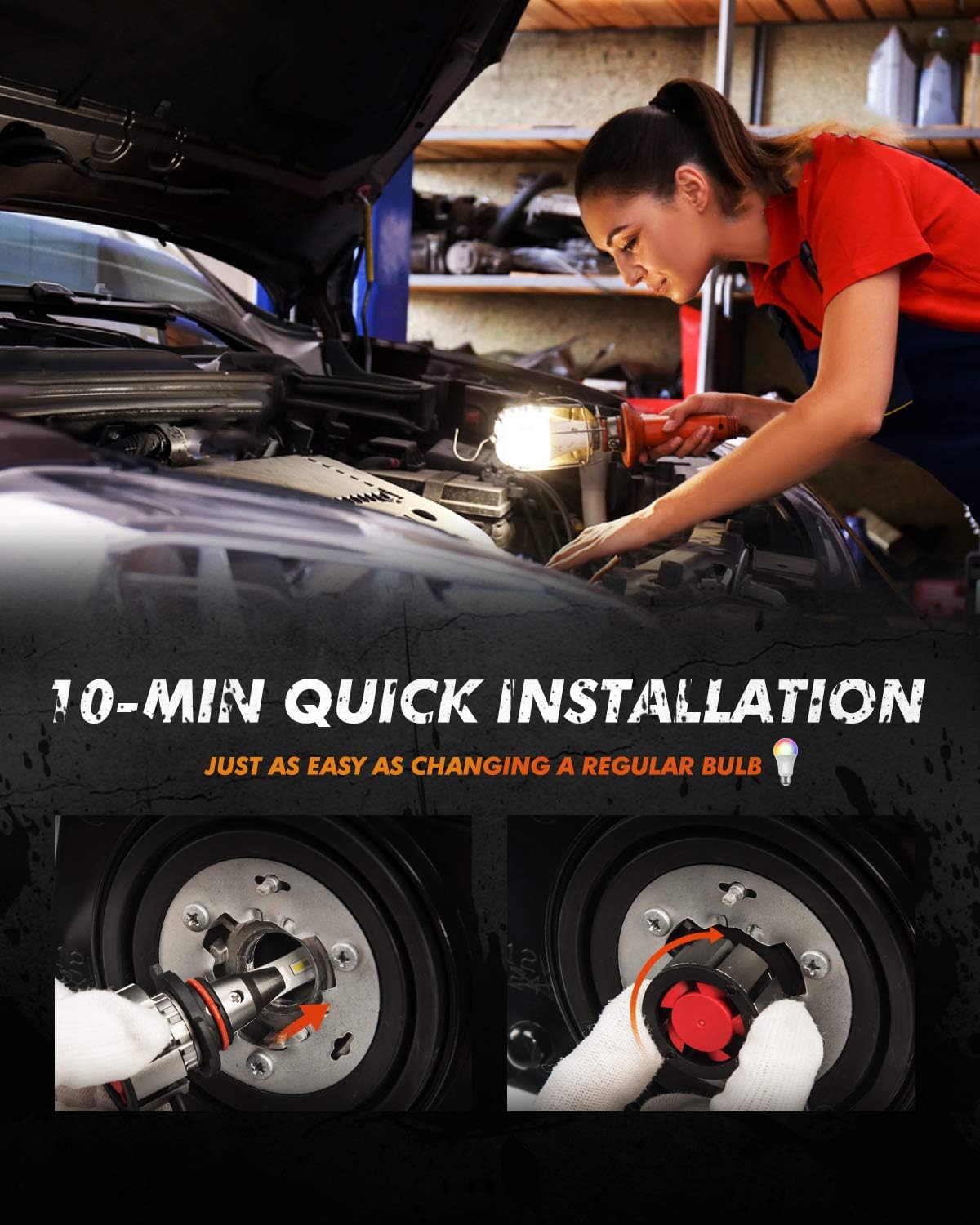 SEALIGHT 9005/HB3 Bulbs for Fog, 36000LM Super, L2 9005/HB3 Fog Light Driving Bulbs, 800% Brighter with 9005 Light Bulbs, 50000+ Hours Lifspan, 15000RPM Cooling Fan, IP68, Play and Plug, Pack of 2