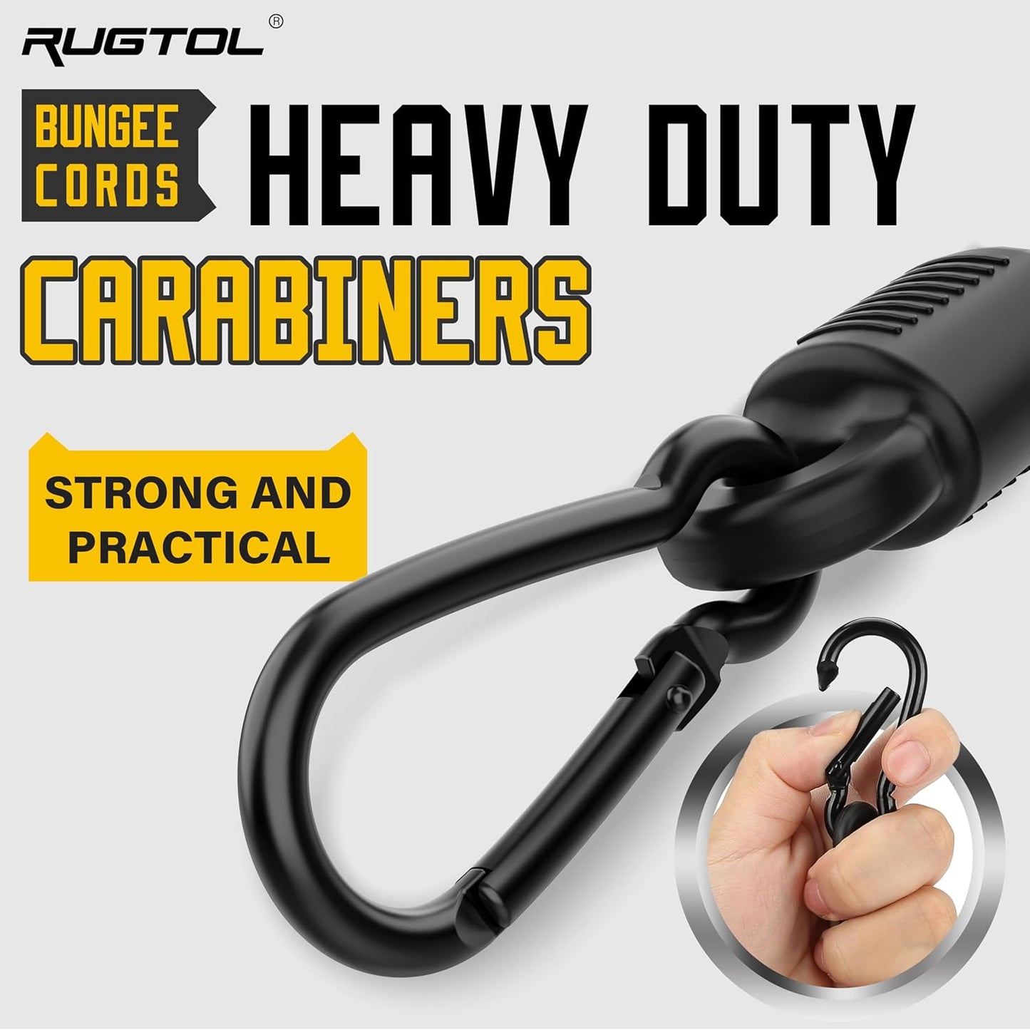 Bungee Cords with Hooks, Upgrade 36 inch Adjustable Bungee Cords with Carabiner Hooks, Easy to Adjust from 7'' to 36'' Elasticity UV-Resistance Bungee Straps Heavy Duty for Bike, Cargo, Tent, 12 Pack