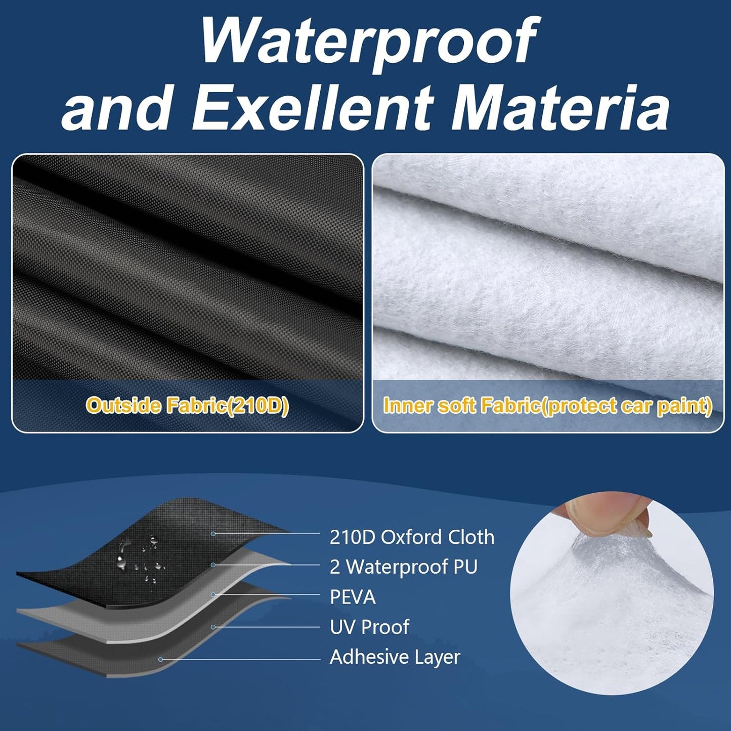 QUNSUNUS Waterproof Car Cover for Chevrolet Bel Air/150/210 1950-1957 Sedan/Coupe/Hardtop, All Weather Outdoor Car Covers with Zipper, Straps and Elastic Edge