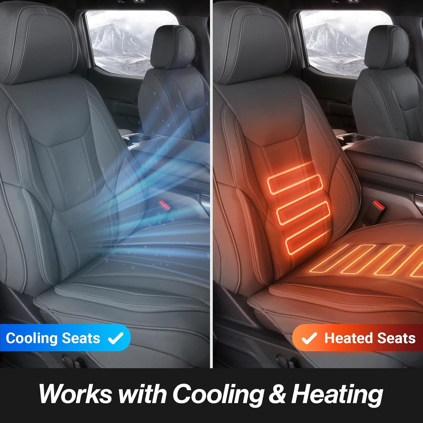 Coverland Custom Car Seat Covers Compatible with Silverado 1500, Frontier, Tacoma - Premium Leather Non-Slip Memory Foam Waterproof Interior Protector Front Seat-Dark Gray [See Size Chart-Size A31]