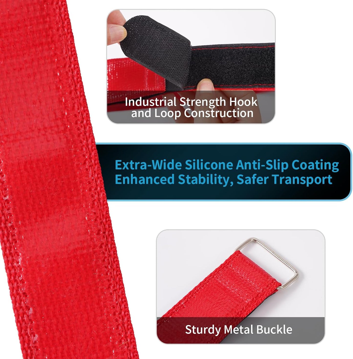 Bike Rack Straps with Extra-Wide Silicone Anti-Slip Coating, 2-Pack Trilancer Adjustable Bike Wheel Stabilizer Strap with Hook and Loop for Car and Wall Mount,Transportation and Storage (29.5''x1.5'')