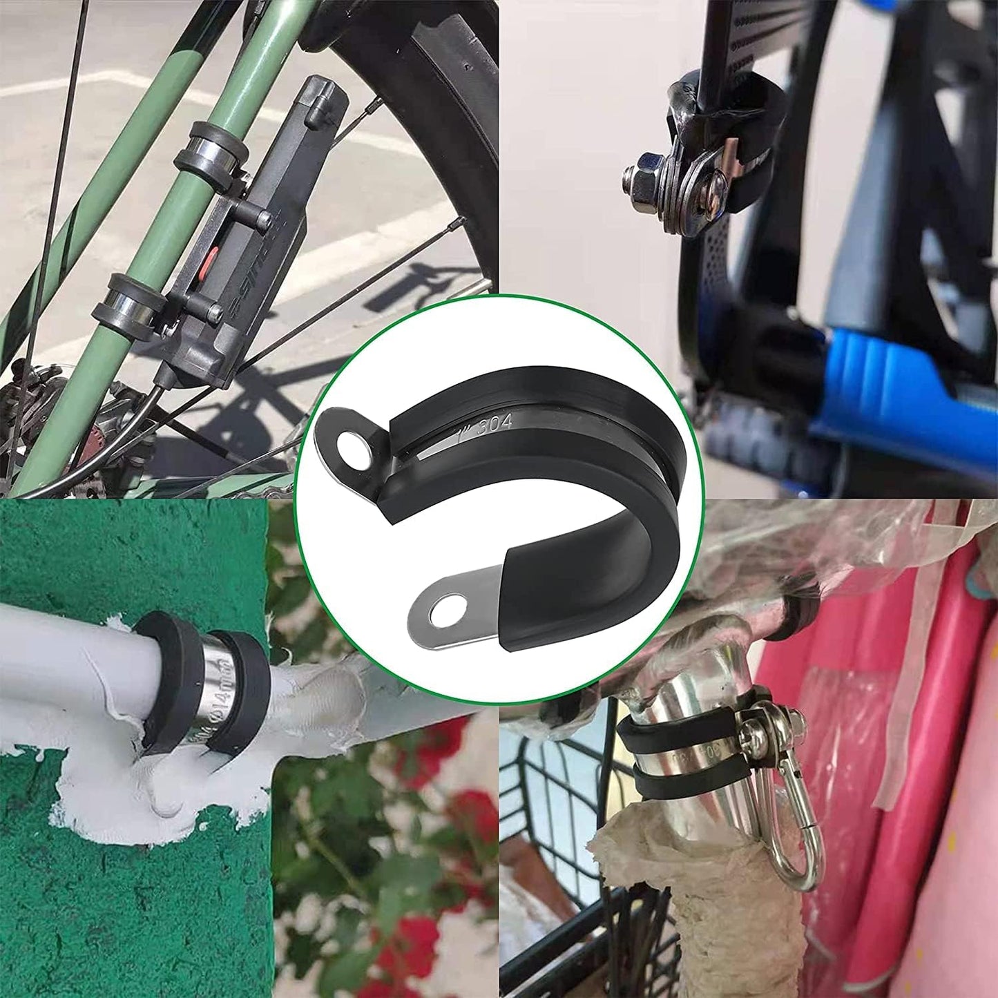 30pcs 5/16 Inch Stainless Steel Cable Clamps,Rubber Coated Cushioned Insulated Cable Clamp,Automotive Cable Wire Clamps,Pipe Clamps,Metal Clamp for Tube,Lines,Wire Cord Installation(Black,8mm)
