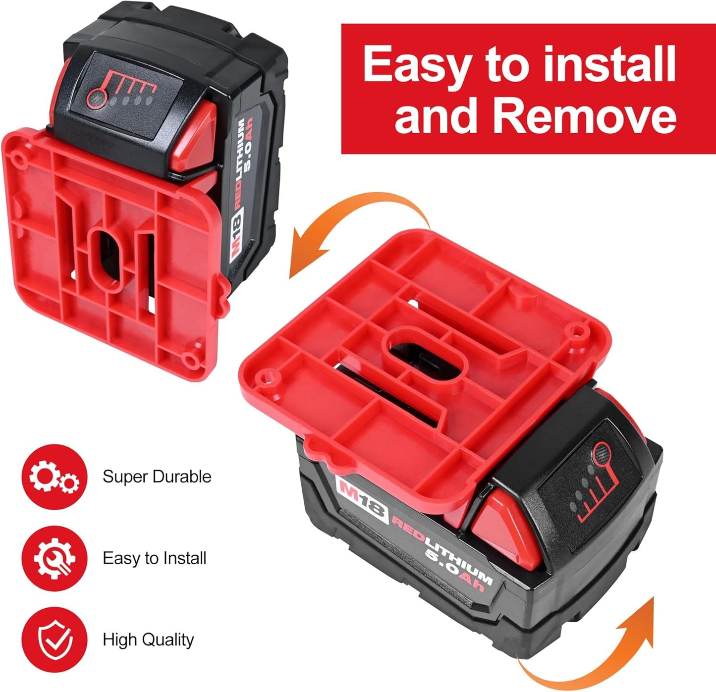 12 Pack Battery Holder for Milwaukee M18 18V Battery Mounts Dock Holder Fit for M18 48-11-1815 48-11-1828 48-11-1850 48-11-1860 (w/24 Screws, No Battery)