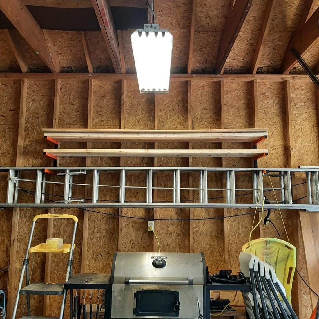 Lumber Storage Rack Metal Shelf Brackets, Sturdy Multipurpose Racking,Indoor & Outdoor Use (3 Level＆2 Pairs)