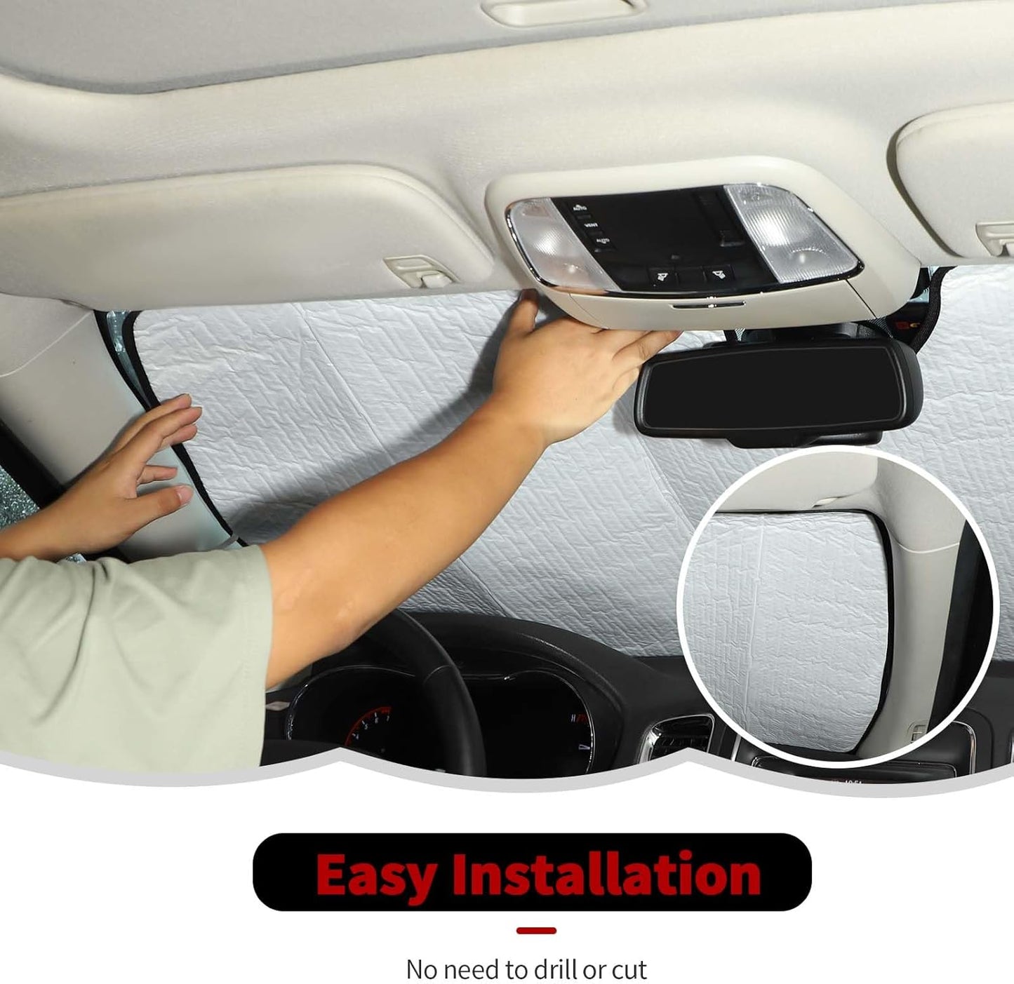 RT-TCZ Windshield Sunshade Sun Shade Heat Shield Window Sun Visor Mat for Dodge Durango 2011-2024,US Flag