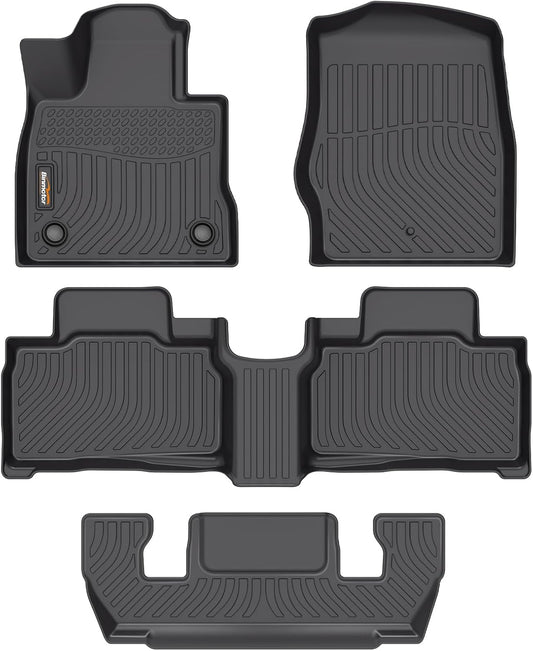 Binmotor-All Weather Floor Mats Custom Set for Ford Explorer 6 Seat 2020-2025, Heavy Duty TPE Car Floor Liners Explorer Accessories
