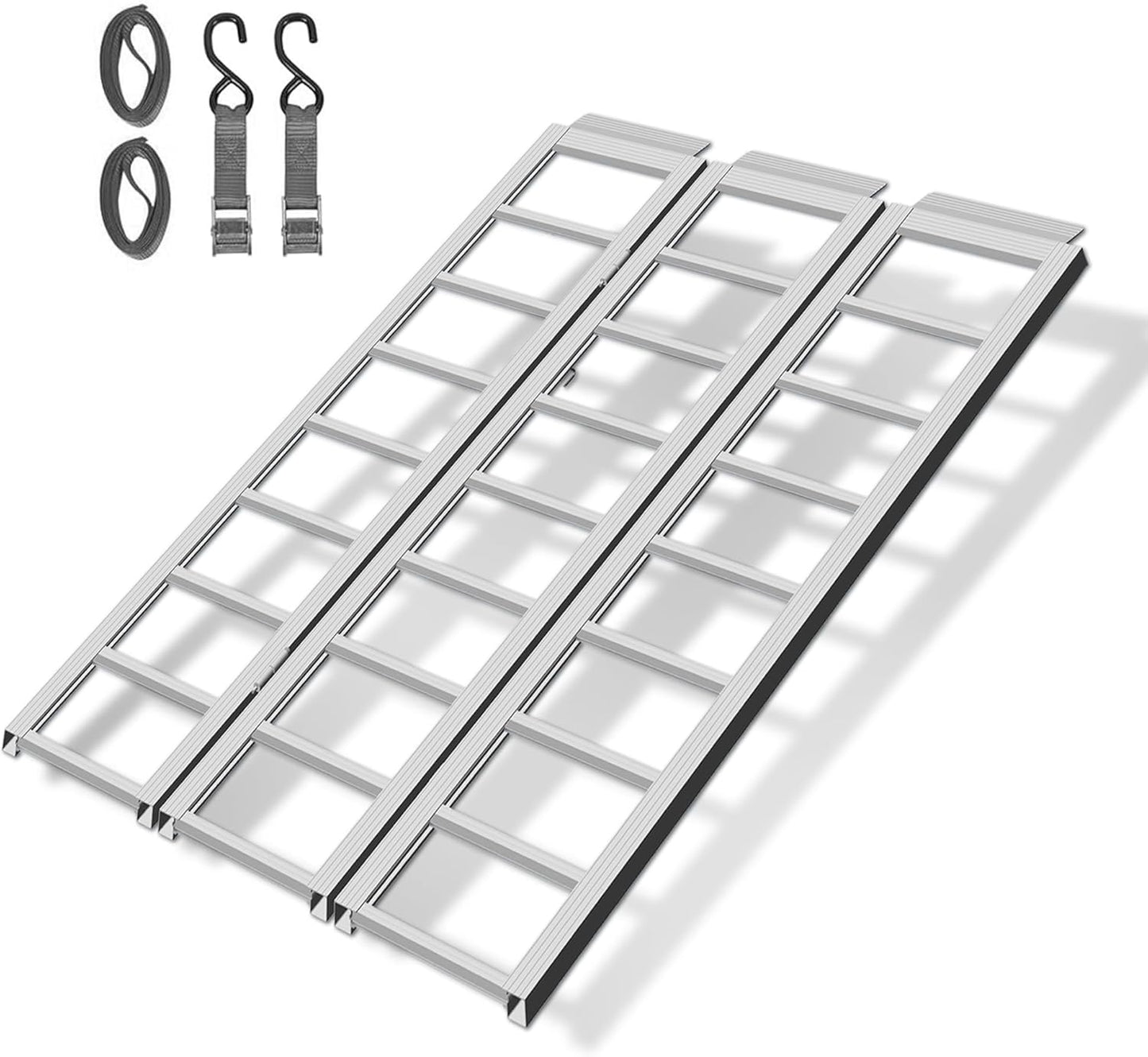 Rockland Tri-Fold Aluminum Loading Ramp, 69'' x 45'', 1500 LBS Loading Capacity, Portable Ramp for Motorcycles, Ebikes and ATVs, with 2 Safety Straps Included