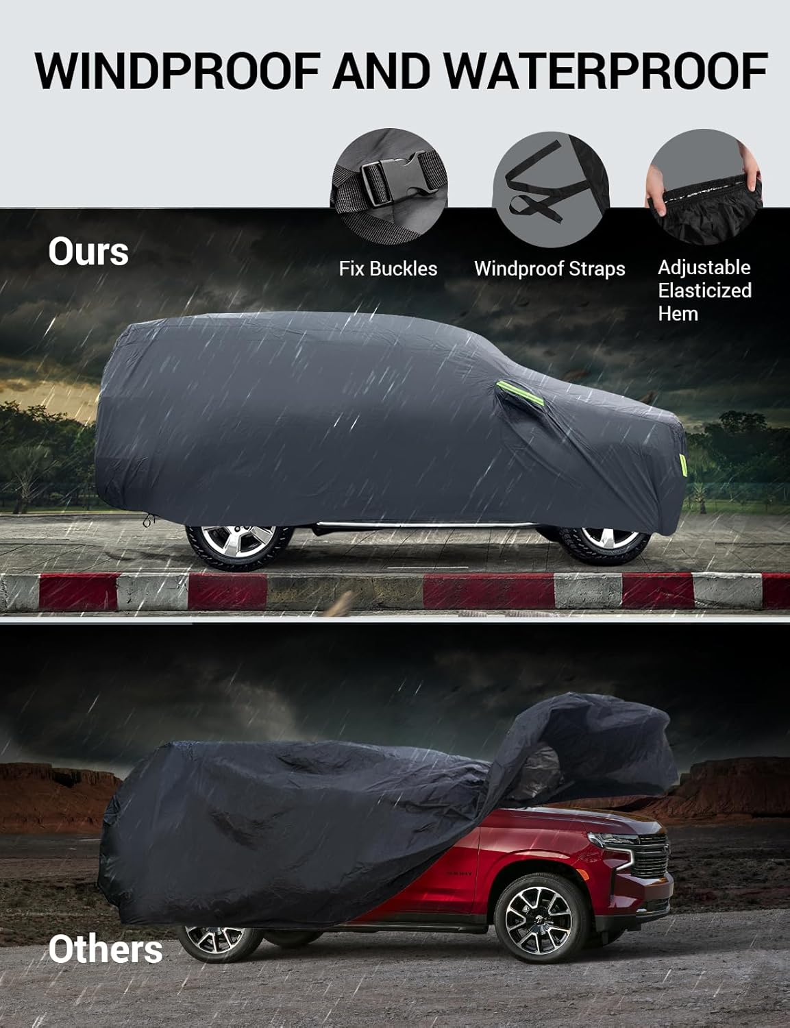 Proadsy 2025 Upgrade Car Cover Custom Fit for Toyota Land Cruiser 2008-2025, Waterproof All Weather for Automobiles, Full Exterior Cover Rain Snow Sun Protector Indoor Outdoor Car Cover
