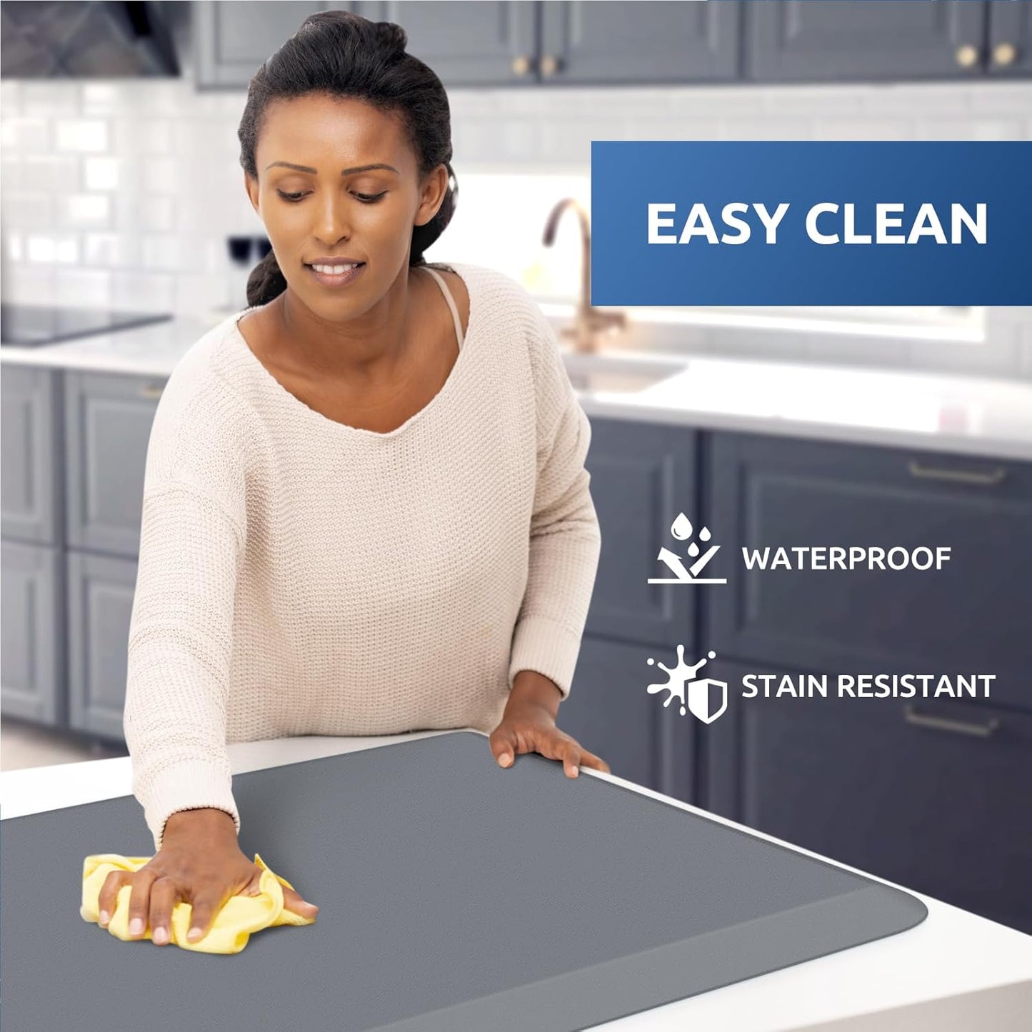 KitchenClouds Kitchen Mat Cushioned Anti Fatigue Rug 20"x39" Waterproof, Non Slip, Standing and Comfort Desk/Floor Mats for House Sink Office (Grey,0.8inch)