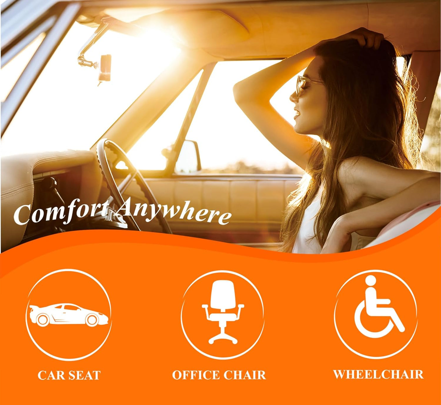 kingphenix Premium Car Seat Cushion, Memory Foam Driver Seat Cushion to Improve Driving View- Coccyx & Lower Back Pain Relief- Seat Cushion for Car, Truck, Office Chair (Brown Mesh Cloth)