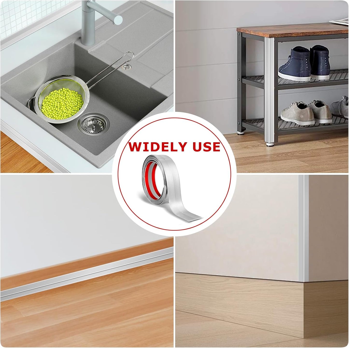 Flexible Wall Corner Protector Moulding Trim Peel and Stick Wall Corner Guards Edge Protector Self Adhesive Molding Trim Strip for Edge Ceiling (Silver, 1.6 in x 10 Ft)