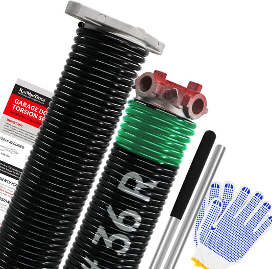 Pair of 1.75" Garage Door Torsion Springs Set with Non-Slip Winding Bars&Gloves, High Precision Electrophoresis Oil-Free Black Coated for Replacement, MIN 16,000 Cycles (0.243 x 1.75"x 36")