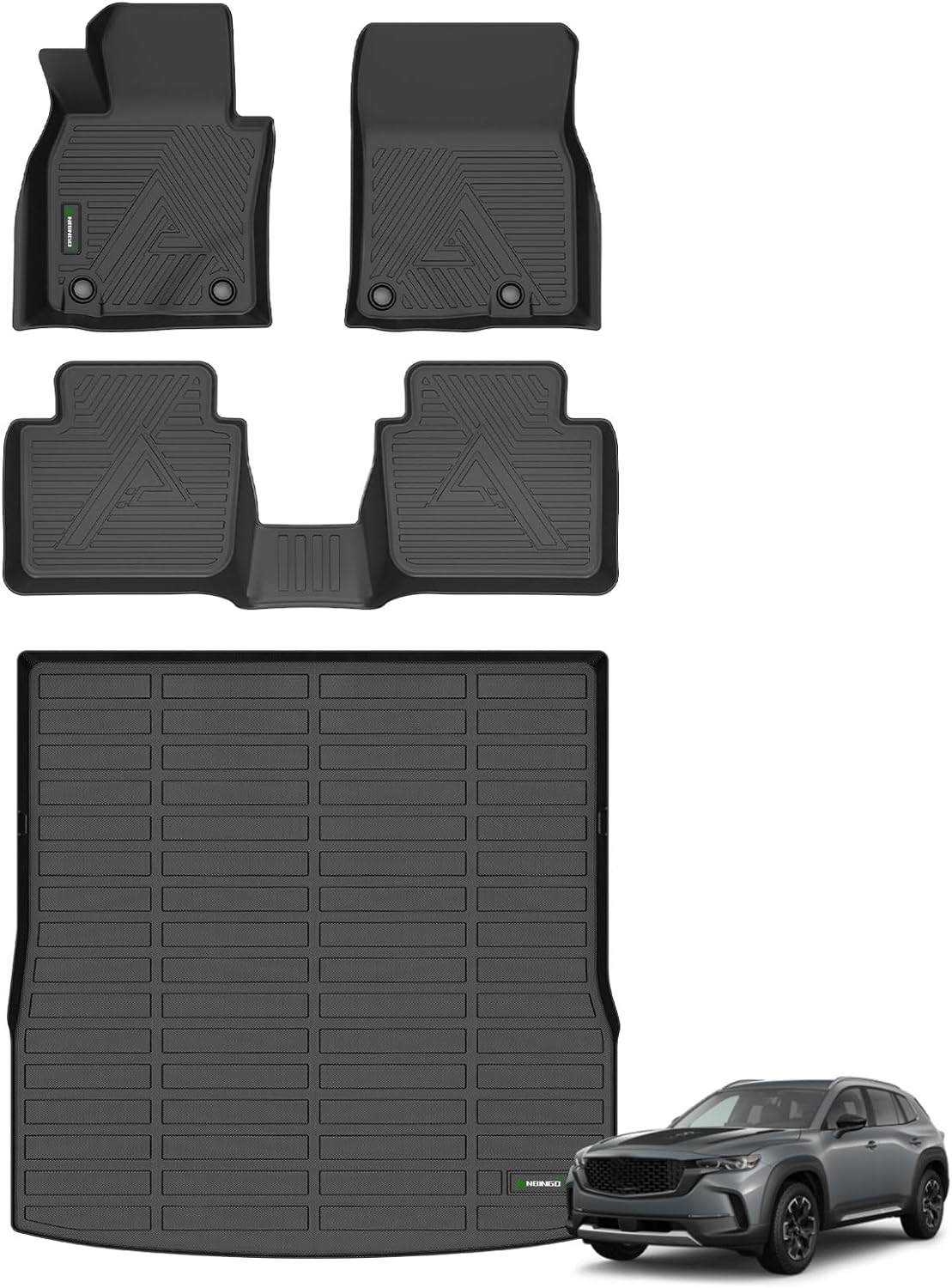ANBINGO® Floor Mats & Cargo Liner for 2025 2024 2023 Mazda CX-50 AWD (Non Hybrid) | All Weather TPE CX50 Floor Liners | 1st & 2nd Row Custom Mats Full Set | CX50 Accessories - Black