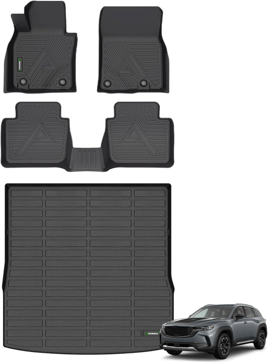 ANBINGO® Floor Mats & Cargo Liner for 2025 2024 2023 Mazda CX-50 AWD (Non Hybrid) | All Weather TPE CX50 Floor Liners | 1st & 2nd Row Custom Mats Full Set | CX50 Accessories - Black