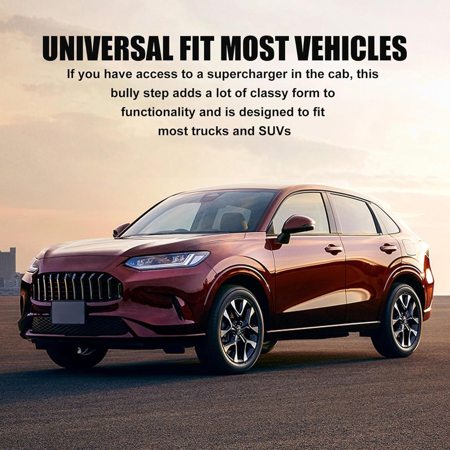 RULLINE Black Powder Coated Truck Side Step Set - 2 Pieces (1 Pair) with Mounting Brackets - Compatible with Chevy (Chevrolet), Ford, Toyota, GMC, Dodge RAM, and Jeep Trucks